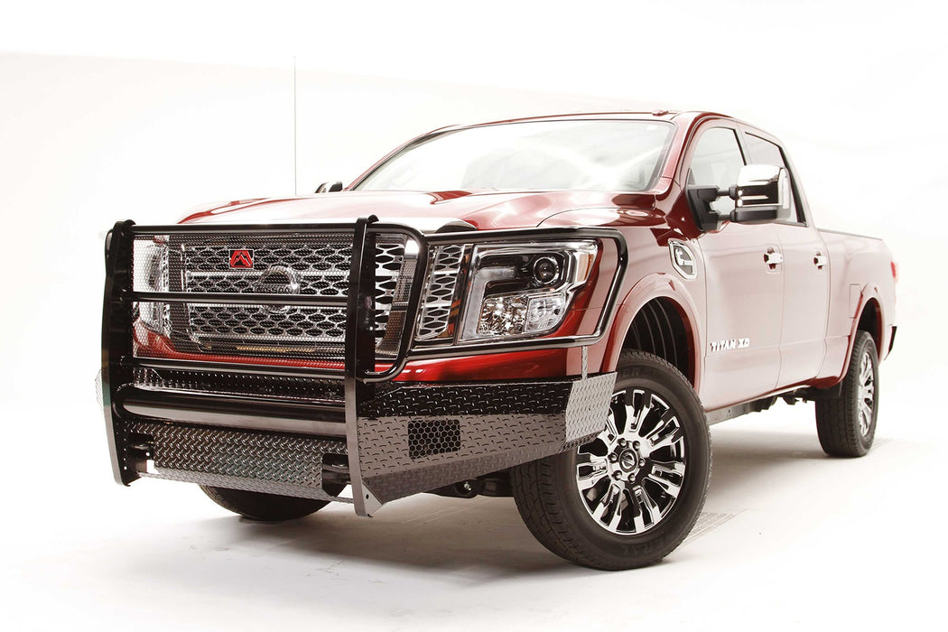 Fab Fours Black Steel Front Bumpers For 16-24 Nissan Titan XD & 17-24 Nissan Titan