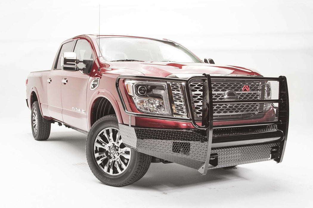 Fab Fours Black Steel Front Bumpers For 16-24 Nissan Titan XD & 17-24 Nissan Titan