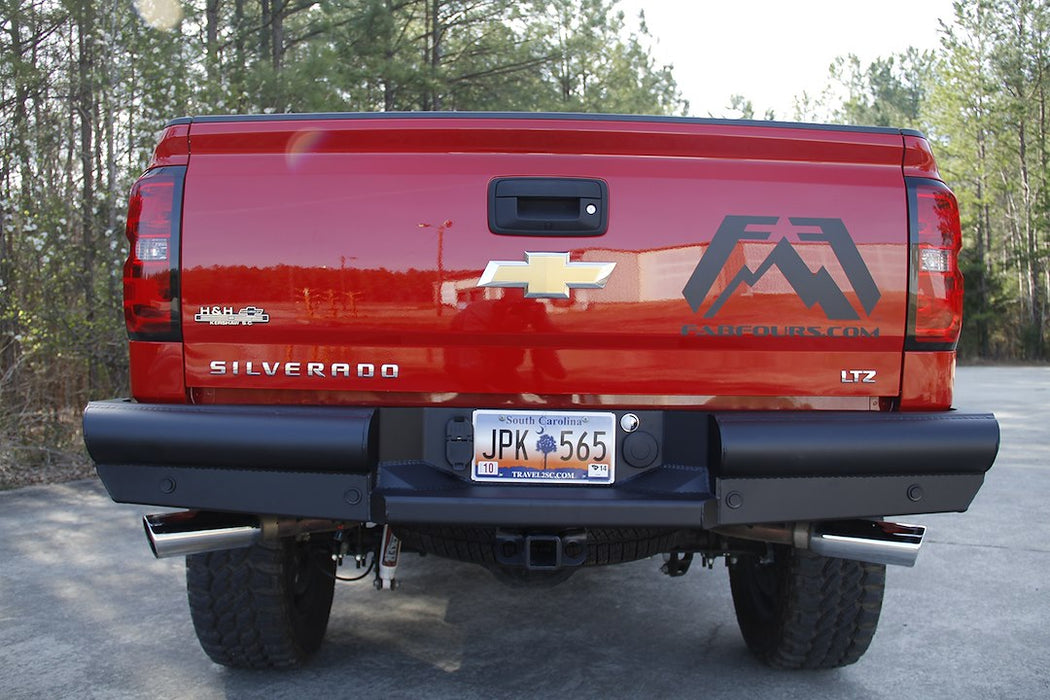 Fab Fours Black Steel Elite Rear Bumpers For 2014-2018 Chevrolet/GMC Silverado/Sierra 1500 & 2019 LD/LTD - CS14-U3150-1