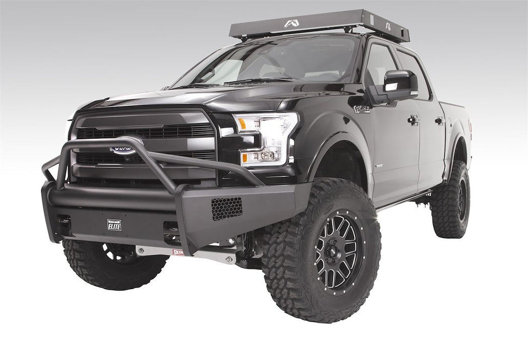 Fab Fours Black Steel Elite Front Bumpers For 2015-2017 Ford F-150