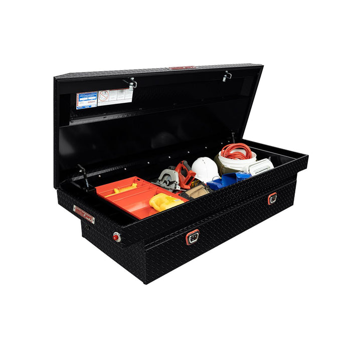 Weather Guard Aluminum Full Extra Wide Saddle Box, Gloss Black, 72" x 27.5" x 18.5", 15.5 CU FT - 117-5-04