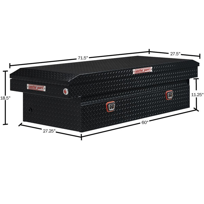Weather Guard Aluminum Full Extra Wide Saddle Box, Gloss Black, 72" x 27.5" x 18.5", 15.5 CU FT - 117-5-04