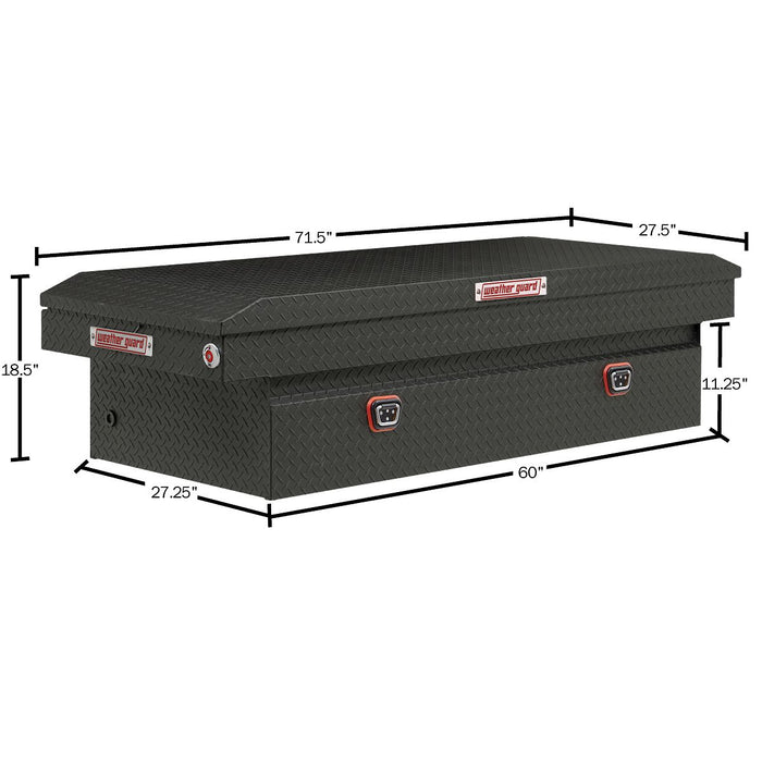 Weather Guard Aluminum Full Extra Wide Saddle Box, Textured Matte Black, 72" x 27.5" x 18.5", 15.5 CU FT - 117-52-04