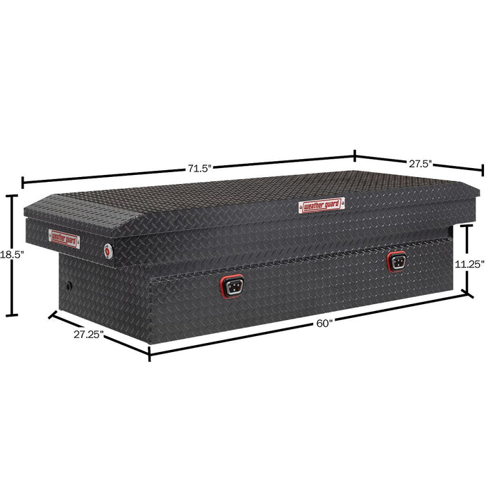 Weather Guard Aluminum Full Extra Wide Saddle Box, GunMetal Gray, 72" x 27.5" x 18.5", 15.5 CU FT - 117-6-04