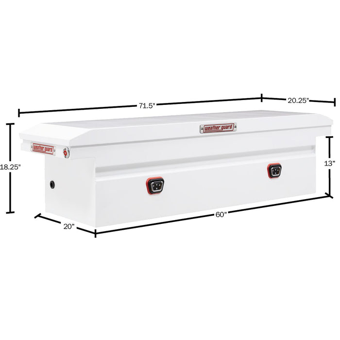 Weather Guard Steel Full Low Profile Saddle Box, White, 72" x 20" x 18", 11 CU FT - 120-3-04