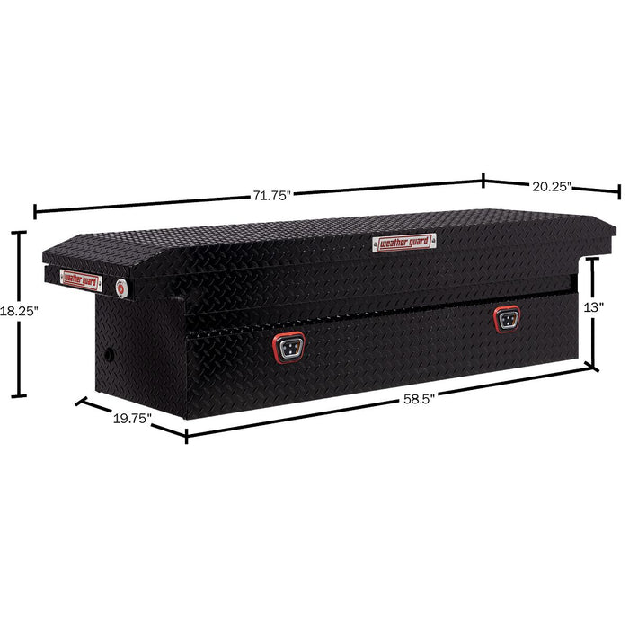 Weather Guard Aluminum Full Low Profile Saddle Box, Gloss Black, 72" x 20" x 18", 11 CU FT - 121-5-04