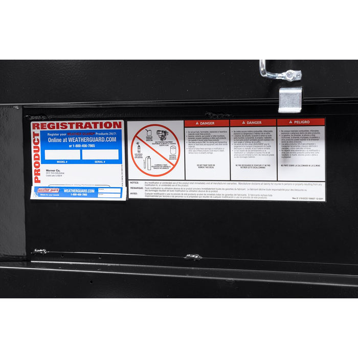 Weather Guard Aluminum Full Low Profile Saddle Box, Gloss Black, 72" x 20" x 18", 11 CU FT - 121-5-04