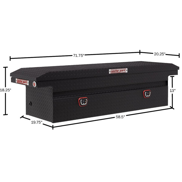 Weather Guard Aluminum Full Low Profile Saddle Box, Textured Matte Black, 72" x 20" x 18", 11 CU FT - 121-52-04