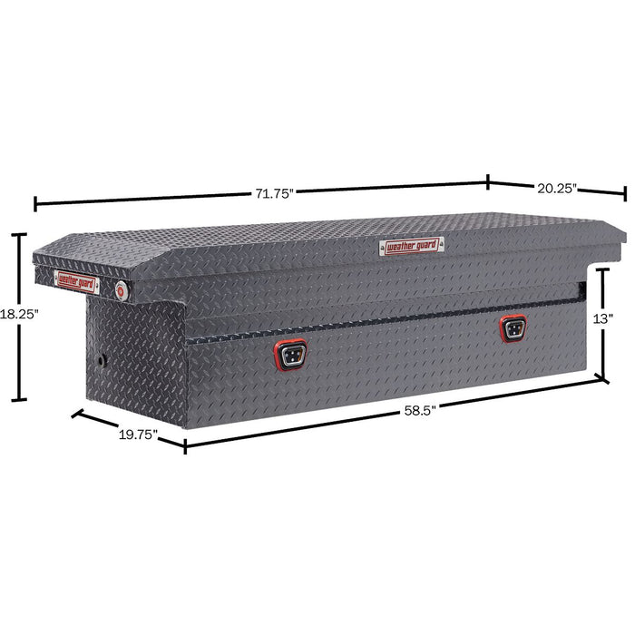 Weather Guard Aluminum Full Low Profile Saddle Box, GunMetal Gray, 72" x 20" x 18", 11 CU FT - 121-6-04