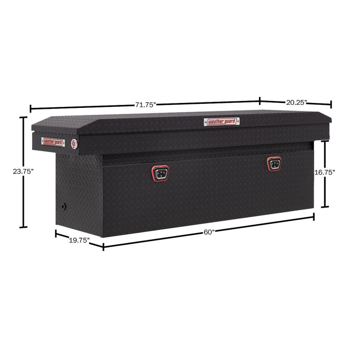 Weather Guard Aluminum Full Deep Saddle Box, Textured Matte Black, 72" x 20" x 24", 15 CU FT - 123-52-04
