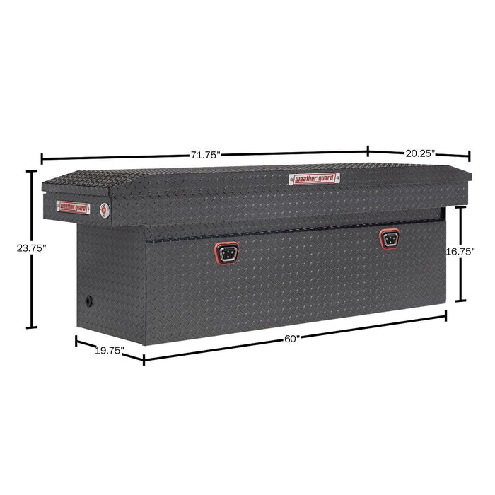 Weather Guard Aluminum Full Deep Saddle Box, GunMetal Gray, 72" x 20" x 24", 15 CU FT - 123-6-04