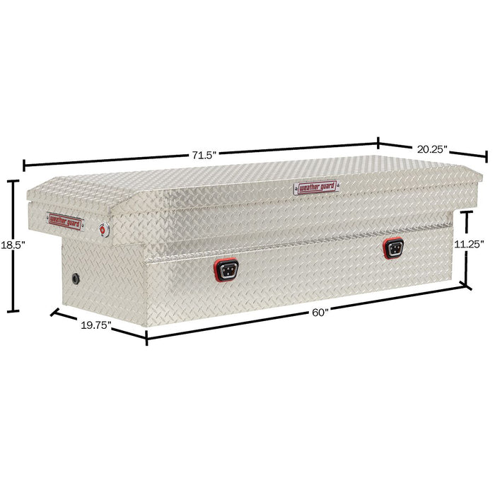 Weather Guard Aluminum Full-Size Standard Saddle Box, Clear, 70" x 20" x 18", 11 CU FT - 127-0-04