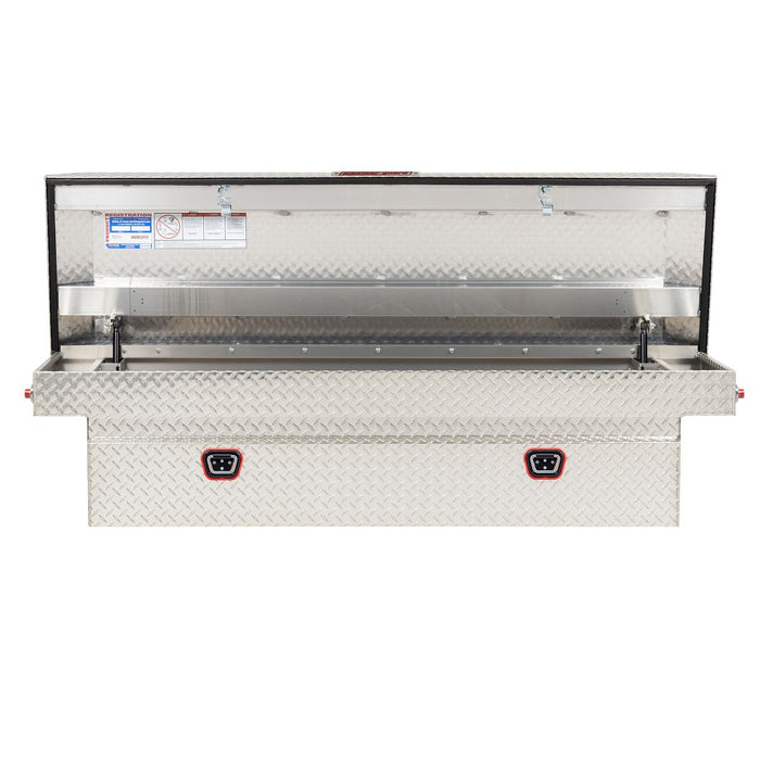 Weather Guard Aluminum Full-Size Standard Saddle Box, Clear, 70" x 20" x 18", 11 CU FT - 127-0-04