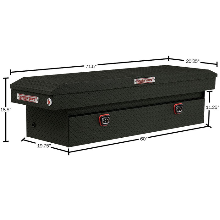 Weather Guard Aluminum Full-Size Standard Saddle Box, Textured Matte Black, 70" x 20" x 18", 11 CU FT - 127-52-04