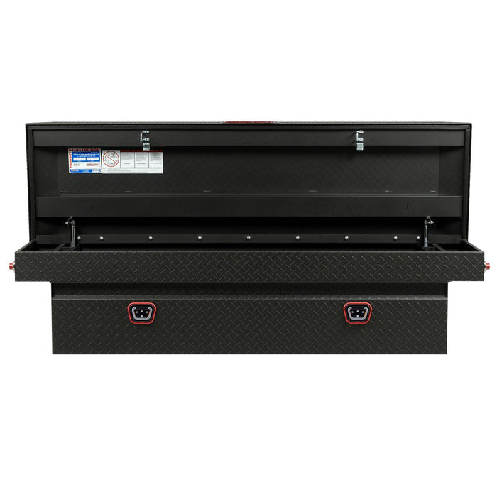 Weather Guard Aluminum Full-Size Standard Saddle Box, Textured Matte Black, 70" x 20" x 18", 11 CU FT - 127-52-04