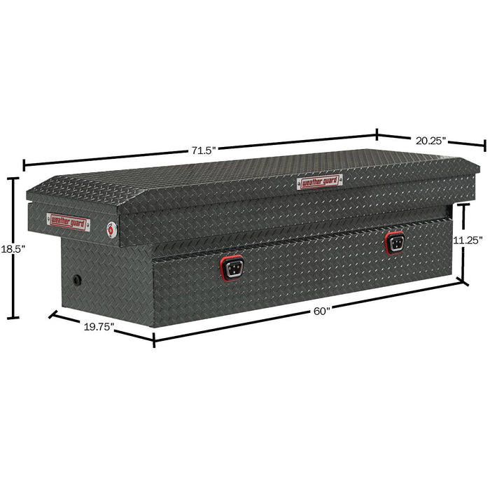 Weather Guard Aluminum Full-Size Standard Saddle Box, GunMetal Gray, 70" x 20" x 18", 11 CU FT - 127-6-04