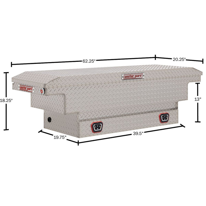 Weather Guard Aluminum Mid-Size Low-Profile Saddle Box, Clear, 60" x 20" x 18", 8 CU FT - 131-0-04