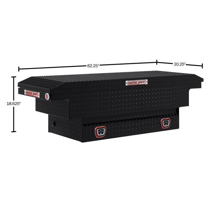 Weather Guard Aluminum Mid-Size Low-Profile Saddle Box, Gloss Black, 62.25" x 20.25" x 18.625", 8 CU FT - 131-5-04