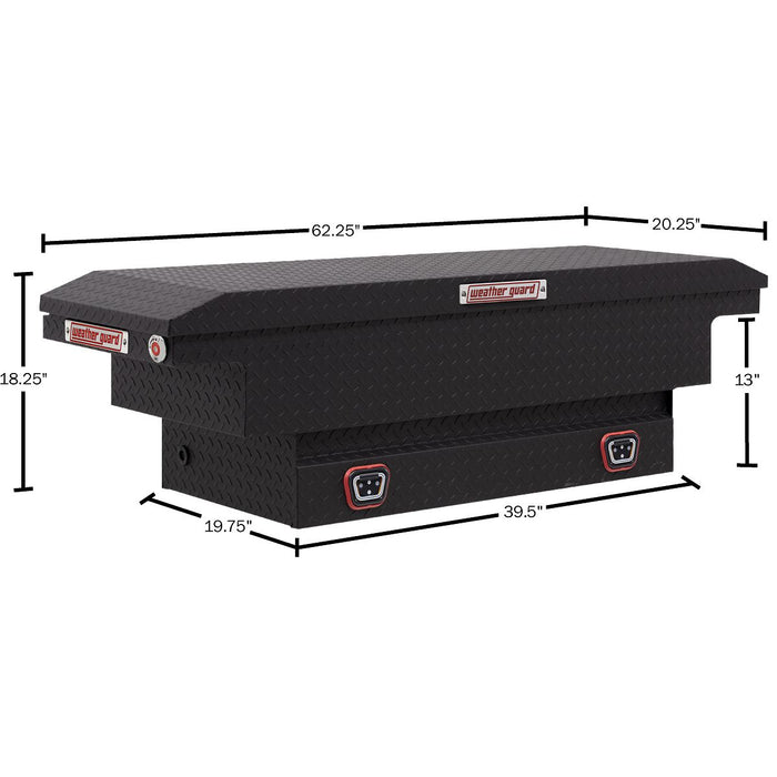 Weather Guard Aluminum Mid-Size Low-Profile Saddle Box, Textured Matte Black, 60" x 20" x 18", 8 CU FT - 131-52-04