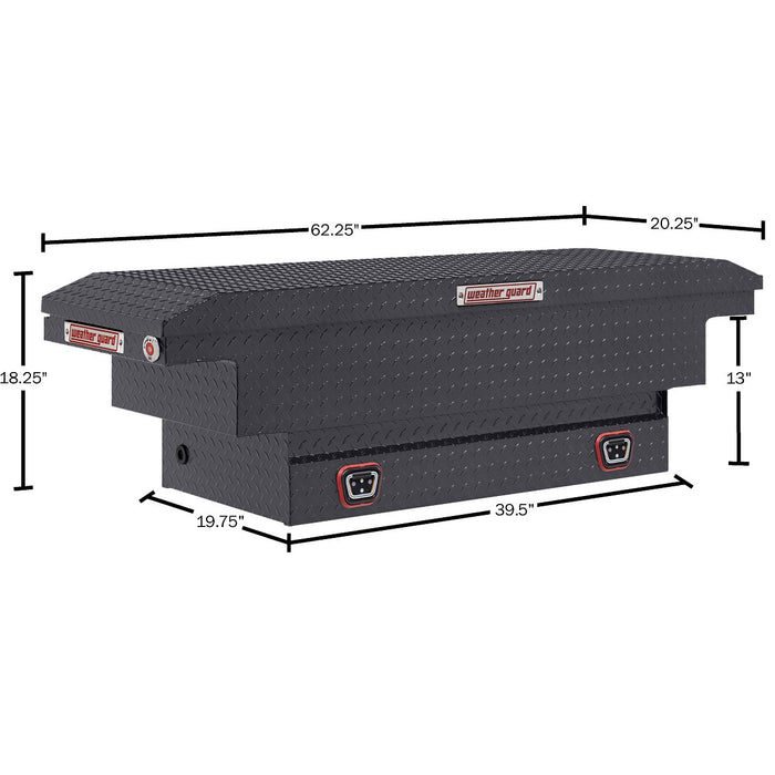 Weather Guard Aluminum Mid-Size Low-Profile Saddle Box, GunMetal Gray, 60" x 20" x 18", 8 CU FT - 131-6-04