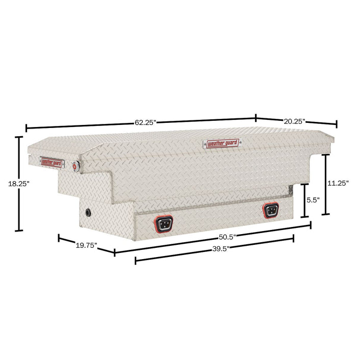 Weather Guard Aluminum Mid-Size Deep Saddle Box, Clear, 62" x 20" x 18", 9 CU FT - 137-0-04