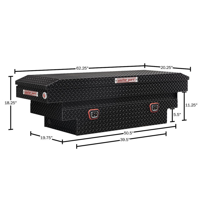 Weather Guard Aluminum Mid-Size Deep Saddle Box, Gloss Black, 62" x 20" x 18", 9 CU FT - 137-5-04