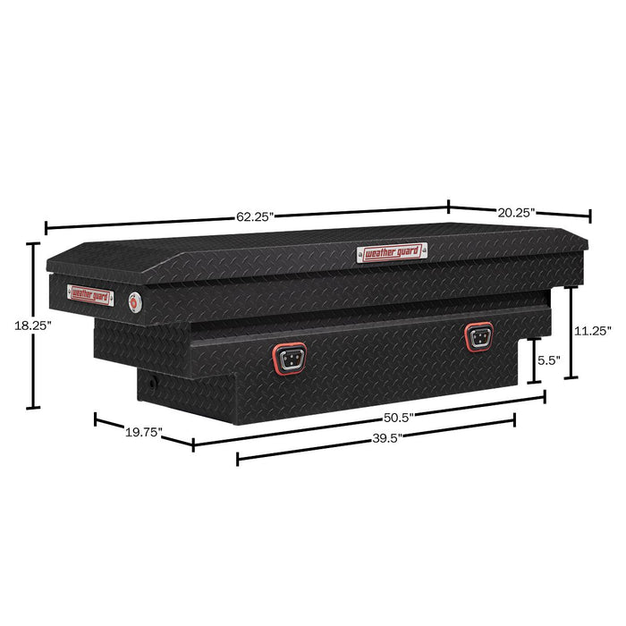 Weather Guard Aluminum Mid-Size Deep Saddle Box, Textured Matte Black, 62" x 20" x 18", 9 CU FT - 137-52-04