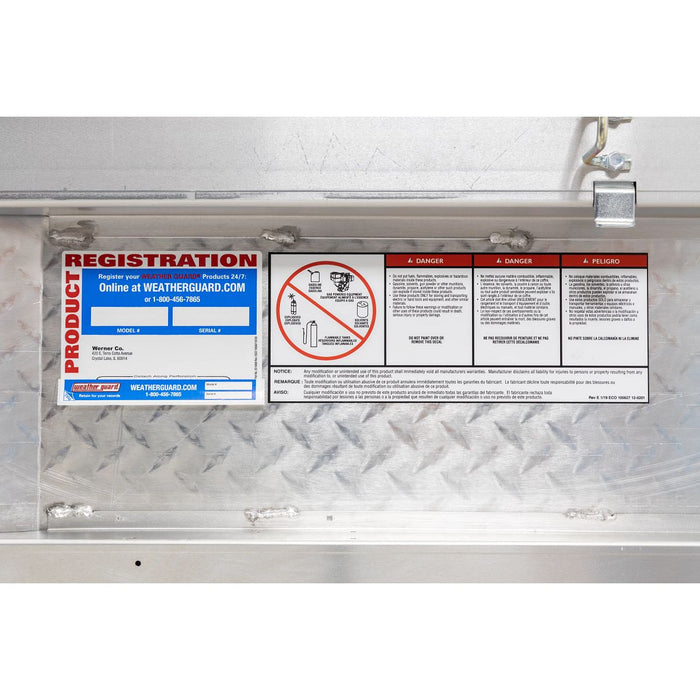 Weather Guard Aluminum Mid-Size Standard Saddle Box, Clear, 62" x 20" x 13", 7 CU FT - 154-0-04