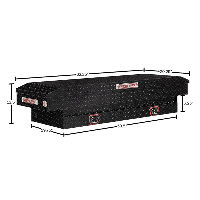Weather Guard Aluminum Mid-Size Standard Saddle Box, Gloss Black, 62" x 20" x 13", 7 CU FT - 154-5-04
