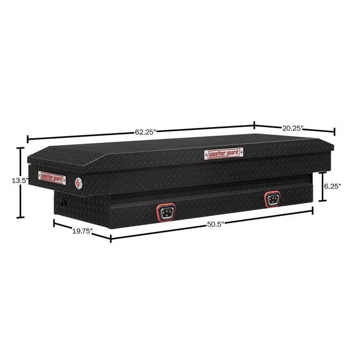 Weather Guard Aluminum Mid-Size Standard Saddle Box, Textured Matte Black, 62" x 20" x 13", 7 CU FT - 154-52-04
