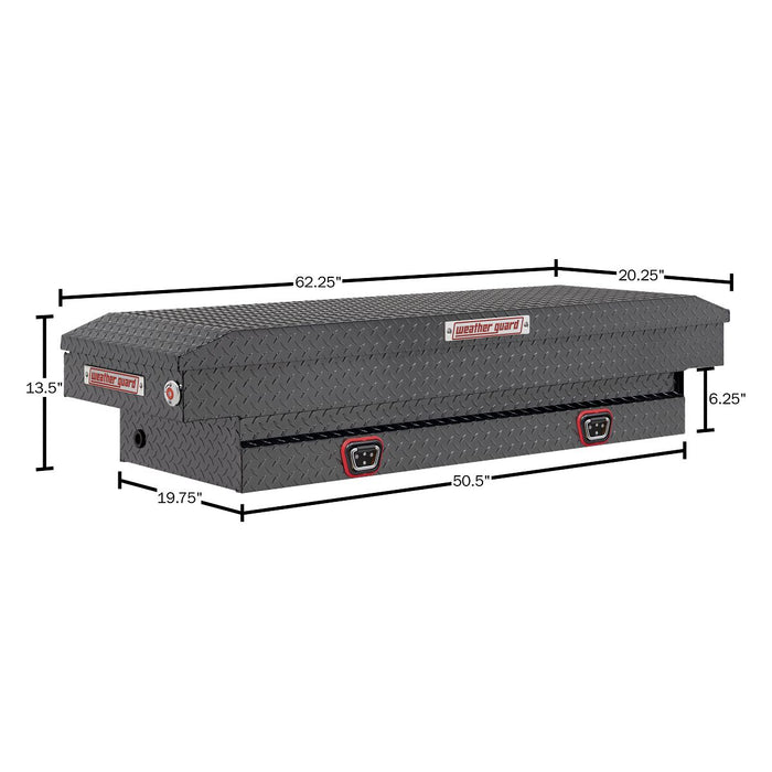 Weather Guard Aluminum Mid-Size Standard Saddle Box, GunMetal Gray, 62" x 20" x 13", 7 CU FT - 154-6-04