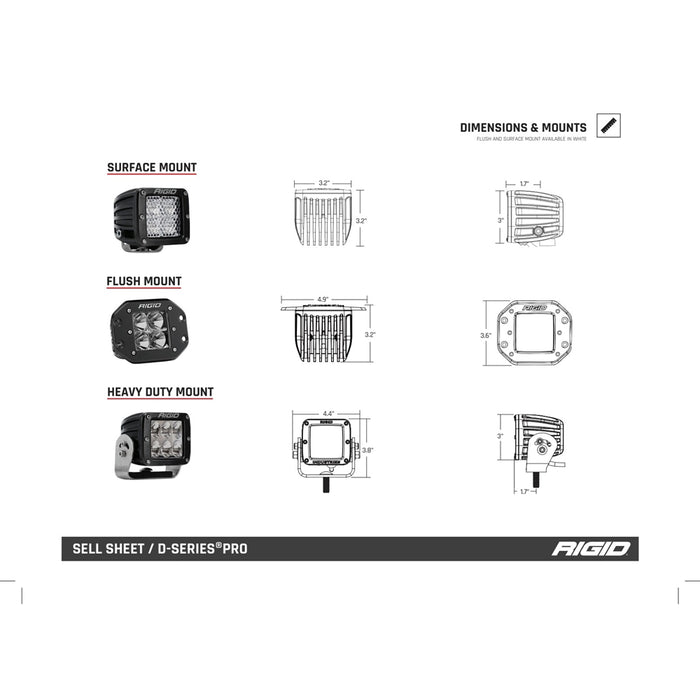 Rigid Industries D-Series Pro Flood Surface Mount Black - 202113