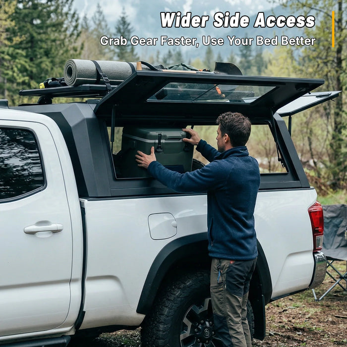OPENROAD Sliding Glass Side Truck Cap For 2024-2026 Toyota Tacoma 5'8" Bed - PP2PL330030