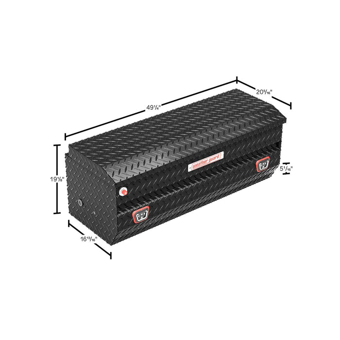 Weather Guard Aluminum Full Compact All-Purpose Chest Box, Gloss Black, 49.25" x 20.3" x 19.1", 8.5 CU FT - 624-5-04