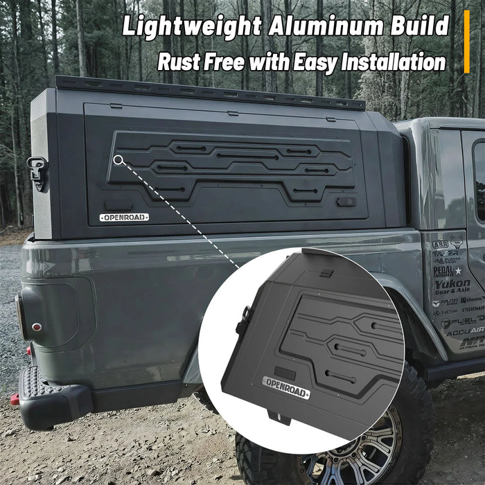 OPENROAD Aluminum Side Truck Cap For 2020-2026 Jeep Gladiator 5' Bed - PP2PL330006