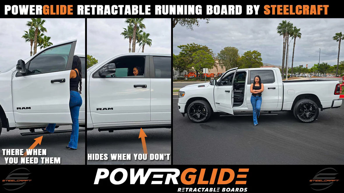 Steelcraft Power Glide Retractable Powersteps For 2013-2018 RAM 1500 & 19-24 1500 Classic
