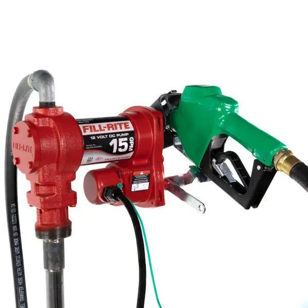 Fill-Rite FR1200 12V DC 15 GPM Fuel Transfer Pump with Diesel Nozzle - FR1210HA1