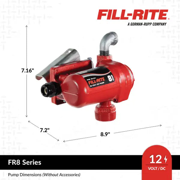 Fill-Rite FR8 12V DC 8 GPM Fuel Transfer Pump with Nozzle - FR8