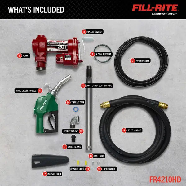 Fill-Rite FR4200 12V DC 20 GPM Fuel Transfer Pump with Nozzle - FR4210HD