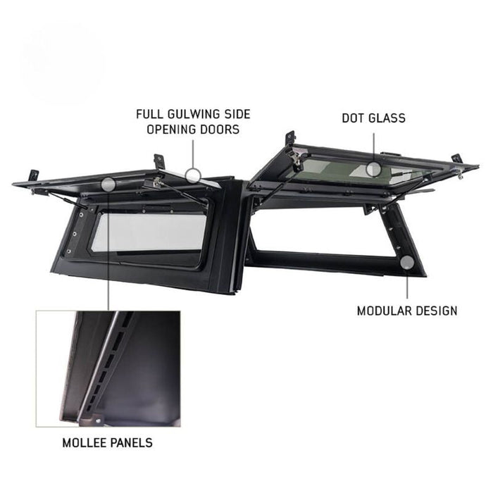 OVS Expedition Truck Caps - Full Wing Doors, Front and Rear Windows & 3rd Brake Light